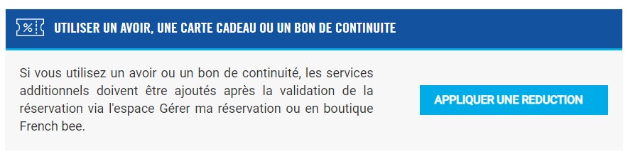 bloc avoir sur la page paiement